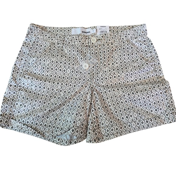 Sonoma Diamond Print Casual Shorts nwt mid rise Size 10 - Picture 1 of 10